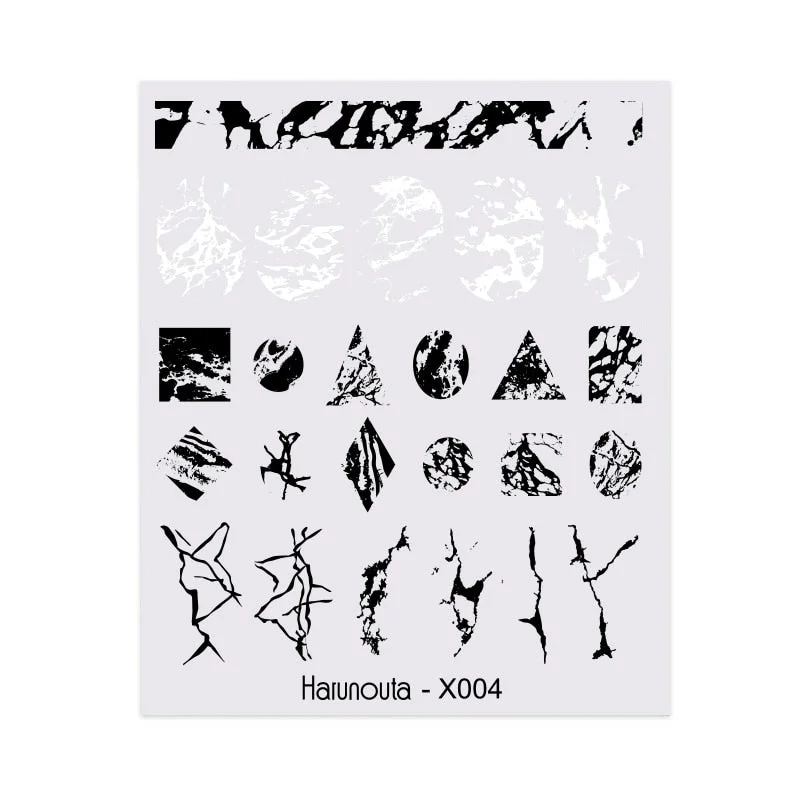 Harunouta Blue Purple Translucent Flower Water Decals Stickers Floral Leaves Transfer Geometric Lines Slider Nail Art Decoration