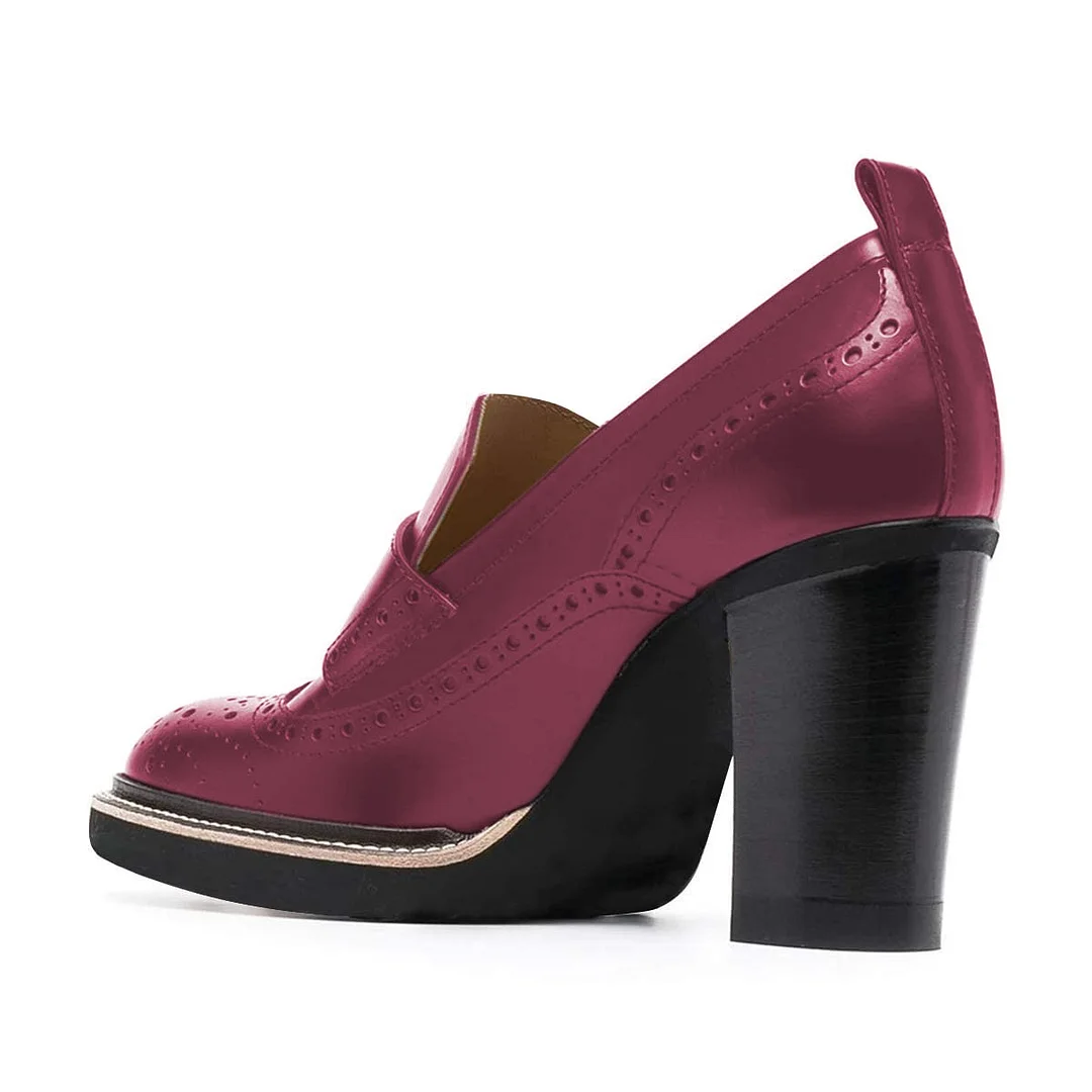 Chic Magenta Vegan Leather Perforated Detail Women's Loafers
