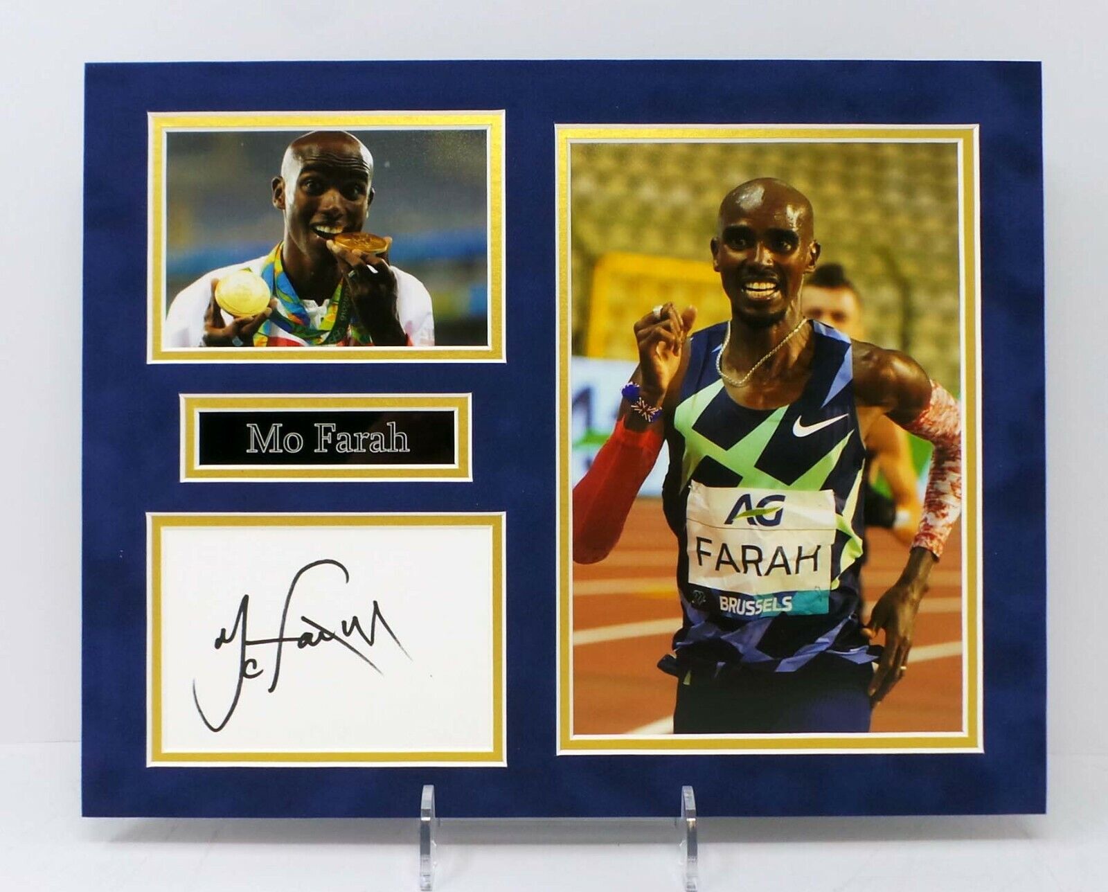 Mo FARAH British Olympic Athlete Signed Mounted Photo Poster painting Display AFTAL RD COA MoBot