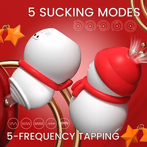 Snowman 4 In 1 Tapping Heating Suction Vibrator Clitoral Stimulator With Cock Ring