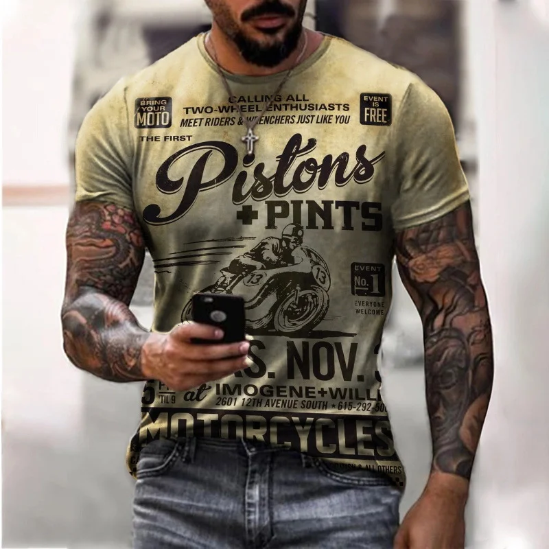 Men's Casual Digital Printed Slim-Fit Pullover Men's T-Shirt