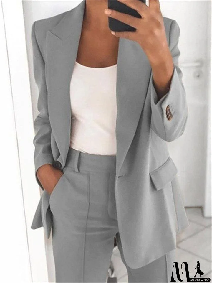 Fashion Simple Lapel Button Temperament Suit Coats