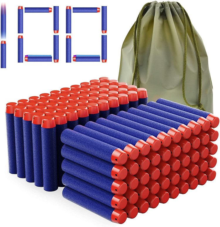 ToyTime Compatible Darts 100 PCS Refill Pack Bullets for Nerf Guns N-Strike Elite Series Blasters Toys for Nerf Party with Storage Bag
