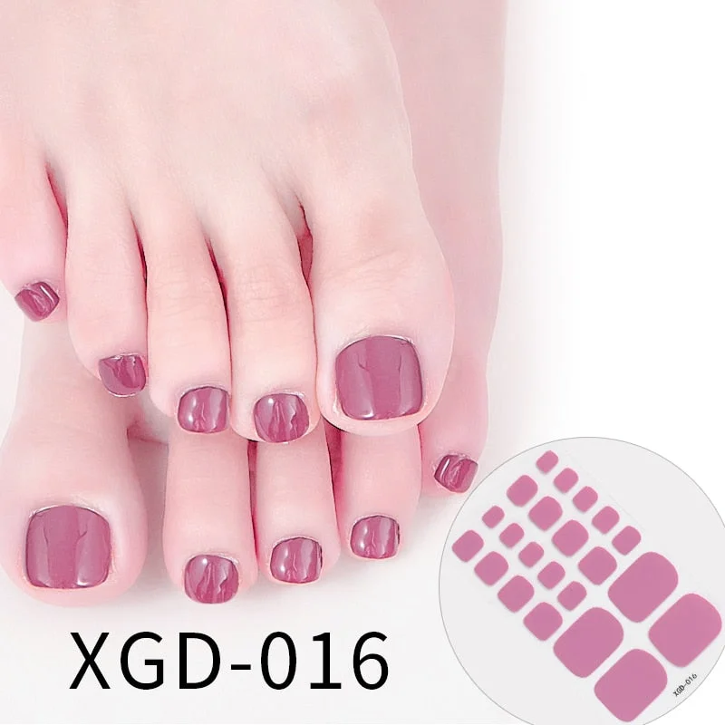 22tips Color Toe Nail Stickers/Strips Nail Art Fake Nails Stickers for Nails Toe Self-Adhesive Feet Stickers Drop Shipping