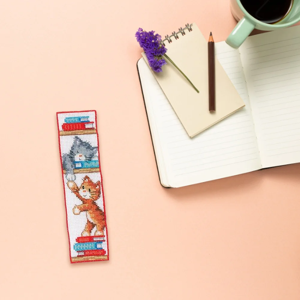 14ct 2-Strand Double-sided Counted Cross Stitch Bookmark - Cat(18*6cm)