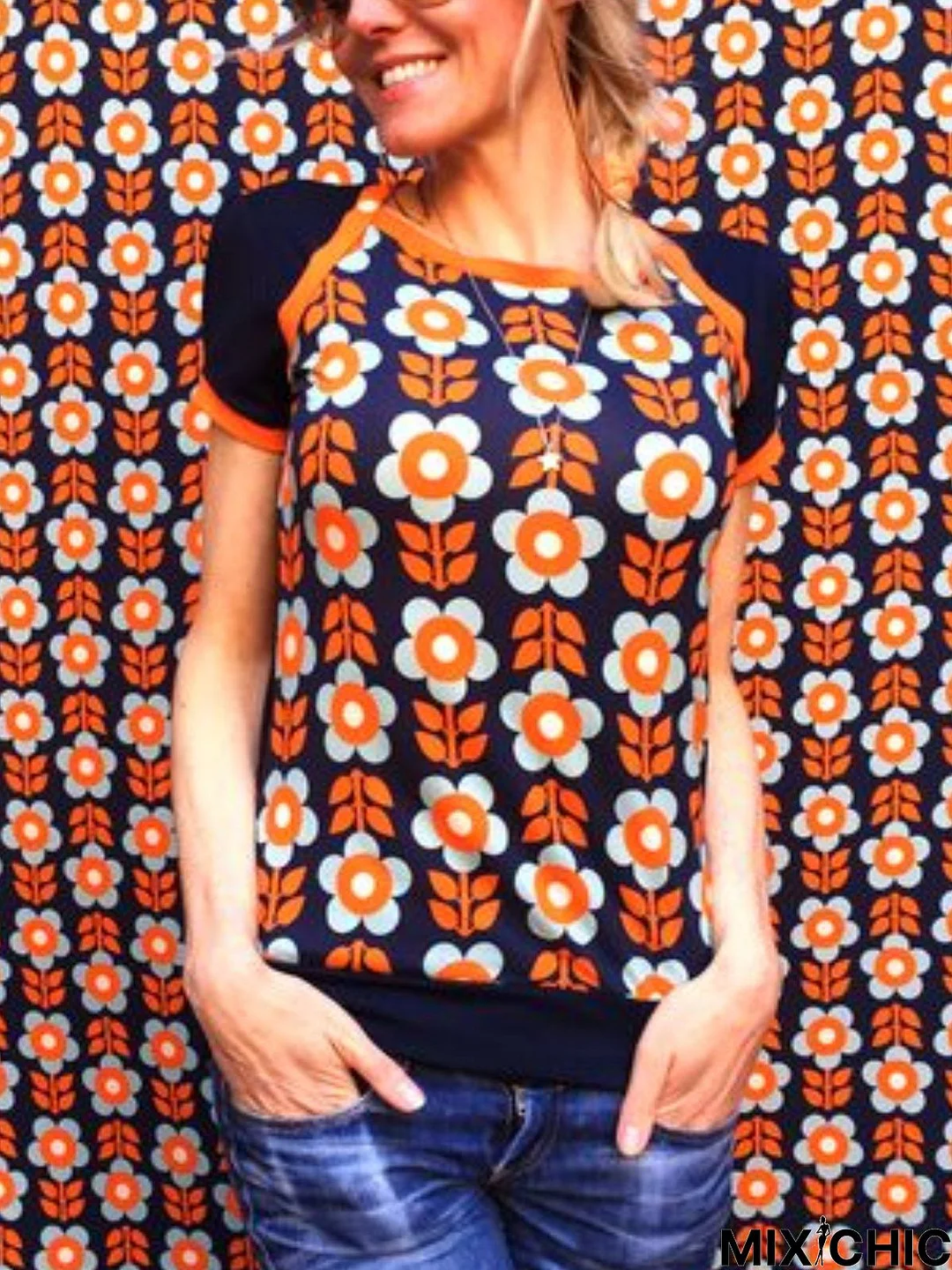 Casual Short Sleeve Plus Size Printed Tops