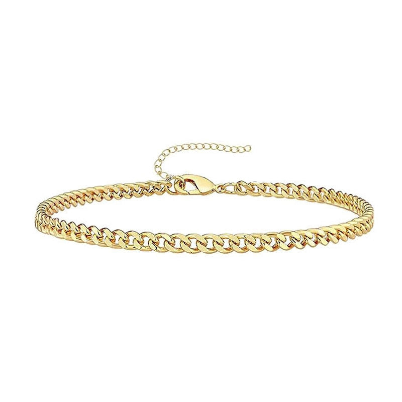 New Gold Bracelet Suit Fashion Simple Paper Clip Cuban Chain Round Bead Chain Bracelet For Women
