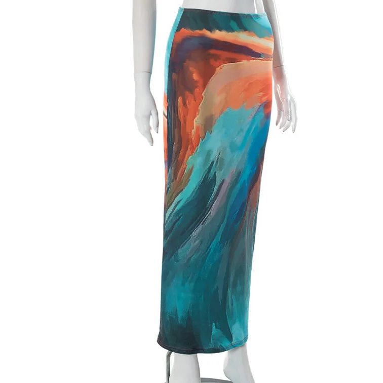 Uveng 2024 Women's Summer New Casual Painting Print Excaught Orum Dressed And Bust