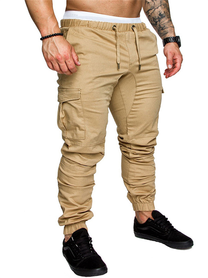 Men's Cargo Pants Sweatpants Joggers Trousers Jogging Pants Drawstring Elastic Waist Multi Pocket Plain Sports Outdoor Daily Wear Cotton Casual Black Blue