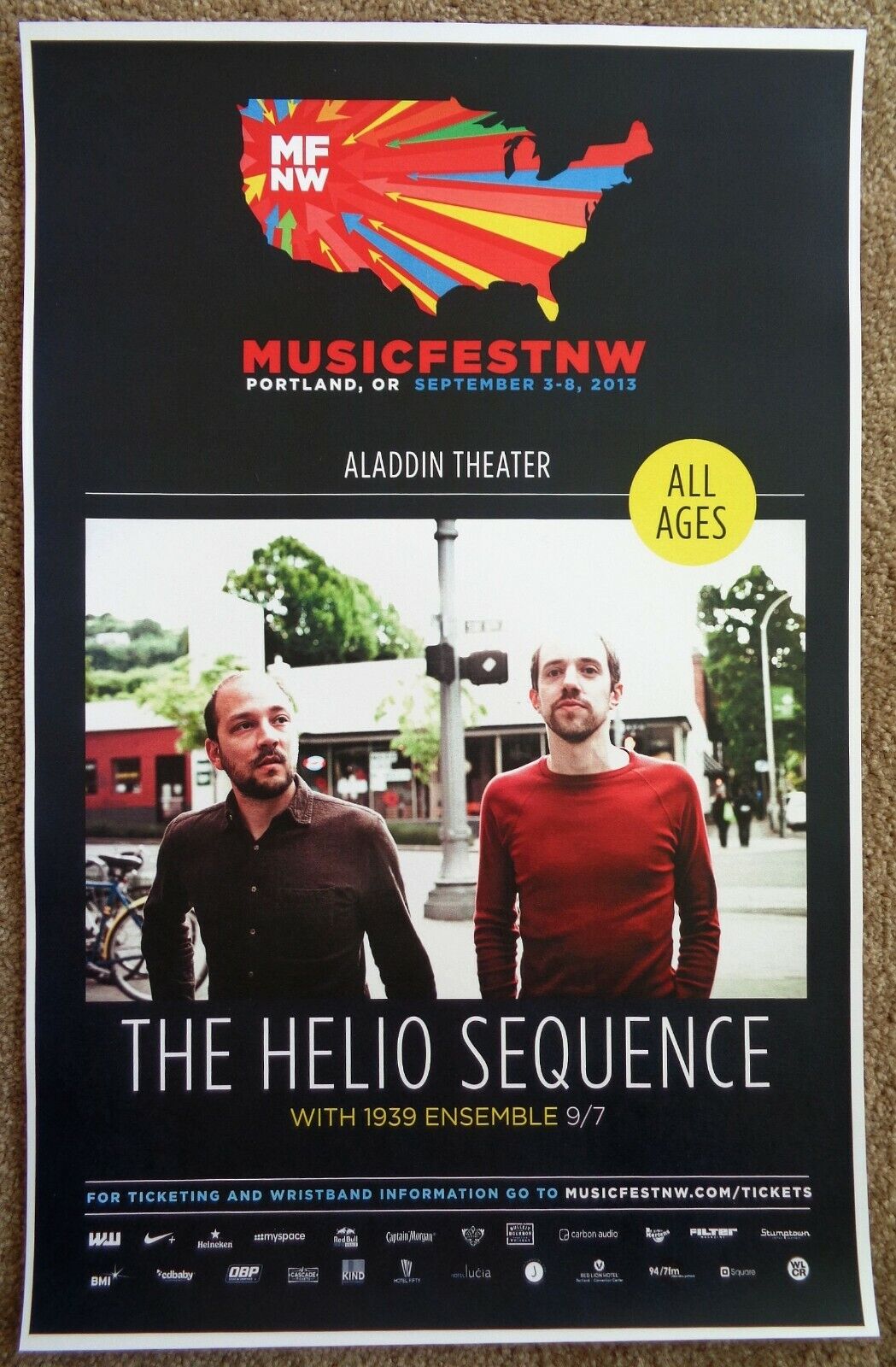 HELIO SEQUENCE 2013 Gig POSTER MFNW Portland Oregon Musicfest NW Concert