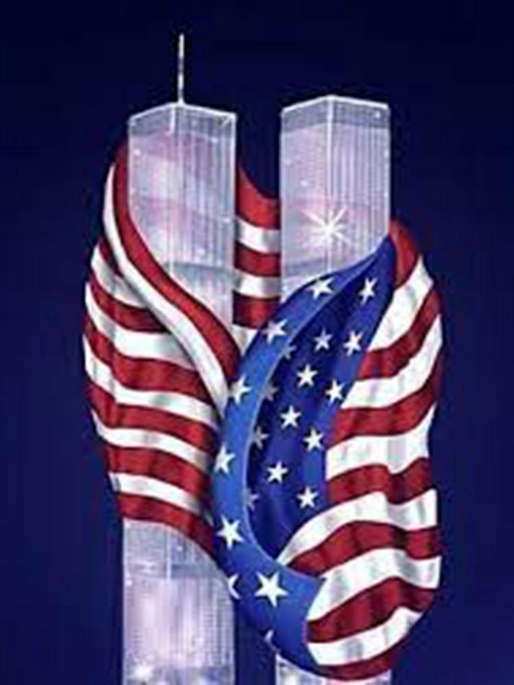 National Flag Twin Towers 40*50cm(canvas) Full Round Drill Diamond Painting gbfke