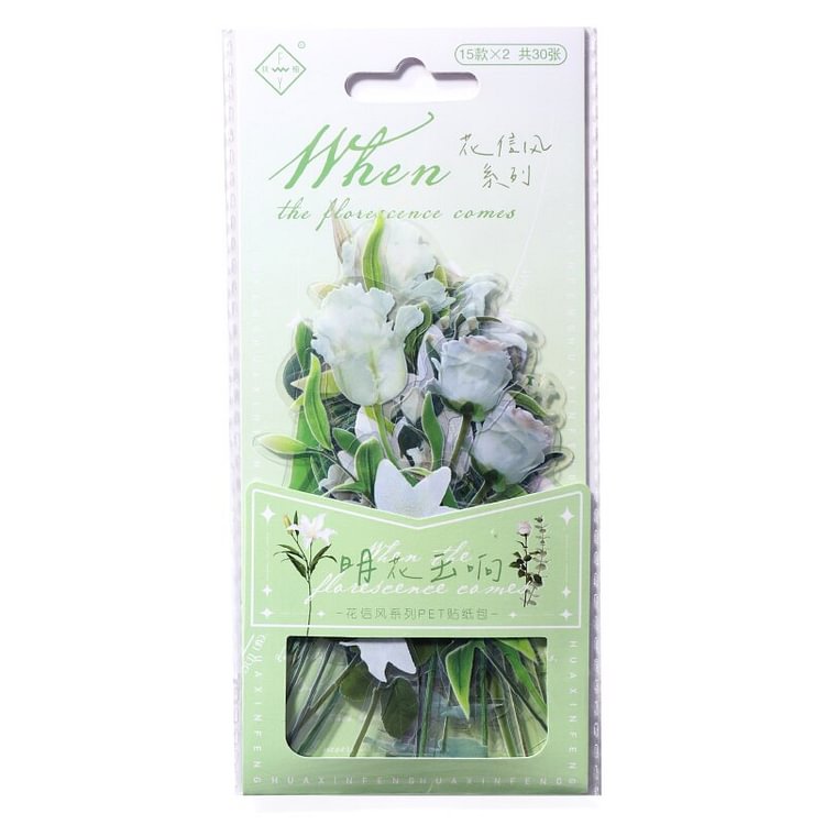 JOURNALSAY 30 Sheets INS Plants Flowers PET Journal Sticker Pack DIY Scrapbooking Cute Stickers