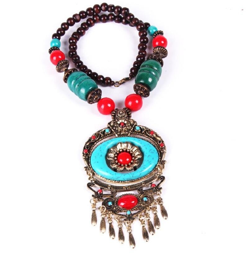 Tibetan floral tassel necklace