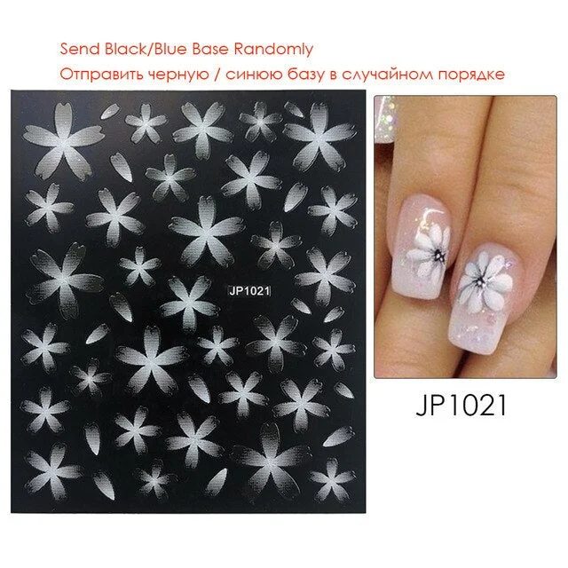 Nail Stickers Embossed 5D Gradually White Butterfly Moon Leaves Flower Designs Back Glue Nail Decals Tips For Beauty Salons-Nail Inspo