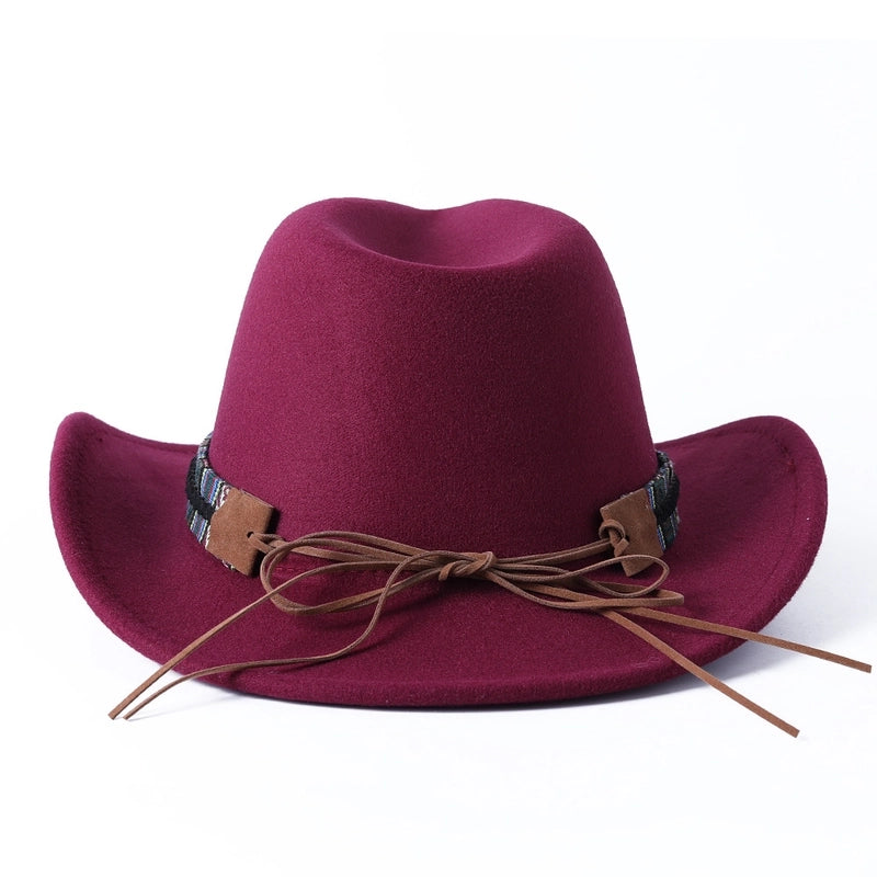 New Cow Head Woolen Western Denim Top Hat Ethnic Style Men And Women Couple Hat Style