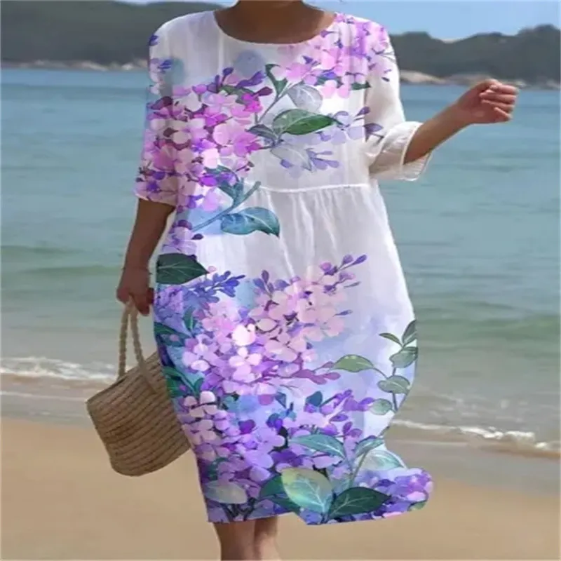 Churchf Churchf New Women's Floral Art Print Leisure Vacation Dress