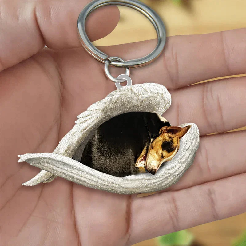 VigorDaily Sleeping Angel Acrylic Keychain Rat Terrier