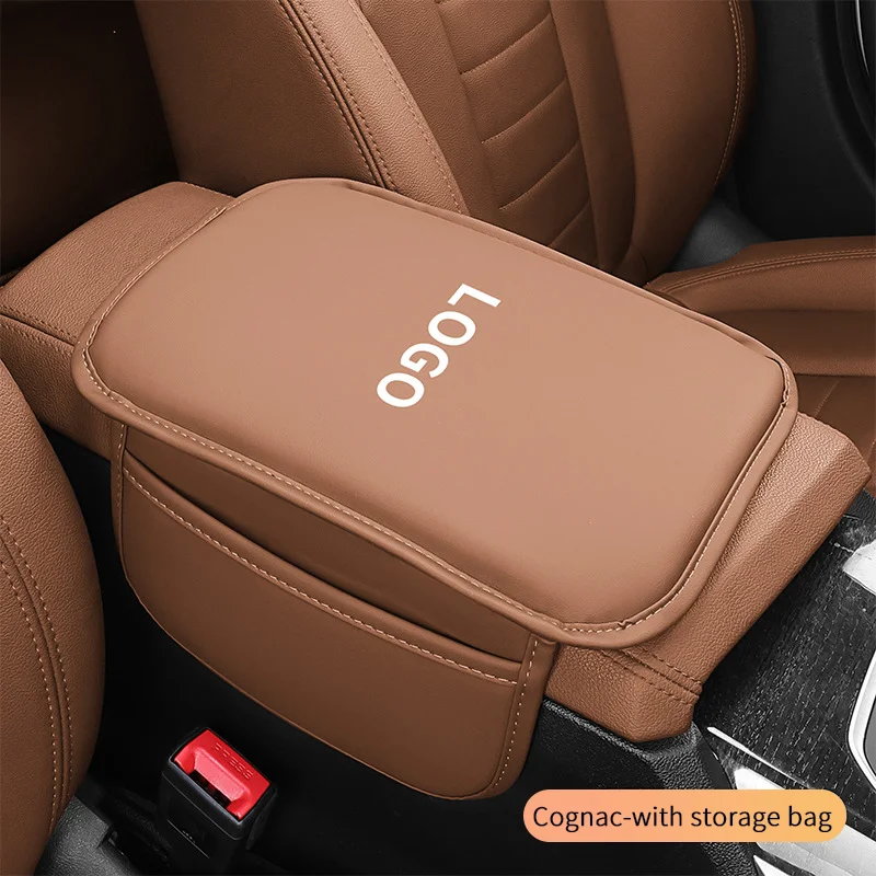 Customized car logo leather armrest box extender protector