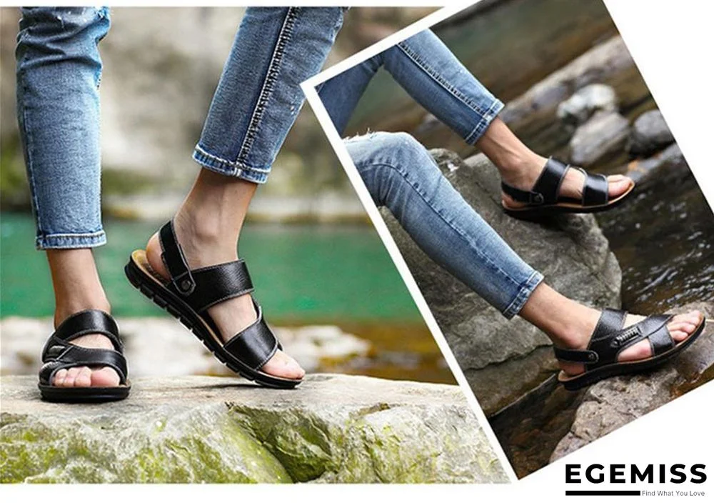 Men Genuine Leather Roman Sandals Male Casual Shoes Flip Flops Fashion Outdoor Slippers Shoes | EGEMISS