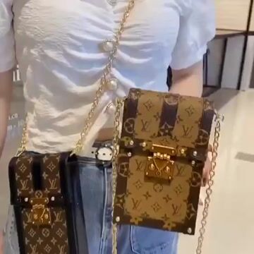 LV Petite Malle Tote Monogrammed Canvas and Leather Trunk Crossbody Bag