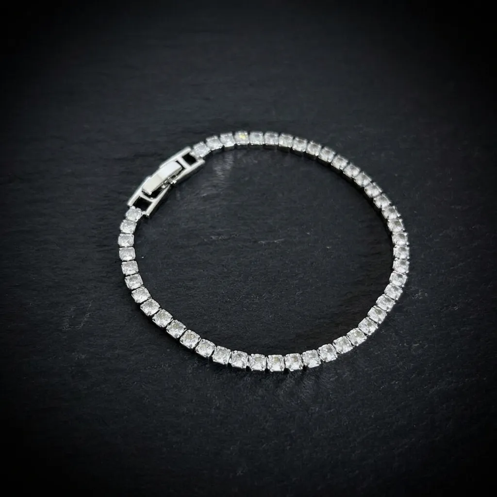 Radiant 4mm Cubic Zirconia Tennis Bracelet | 18K Gold Plated Stainless Steel Polished Silver-16cm / 6.3 inches