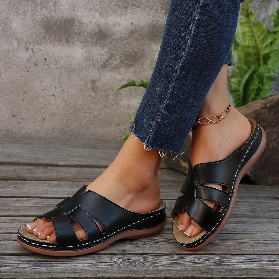 Breakj Breakj Summer New Thick Bottom Lady Slippers Large Thick Bottom Car Sewing Type Fish Mouth Slippers