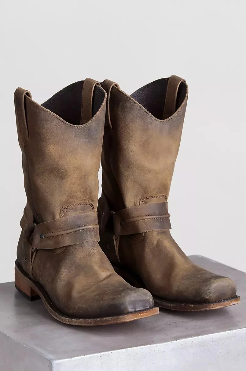 Men's Retro Handmade Leather Cowboy Boots