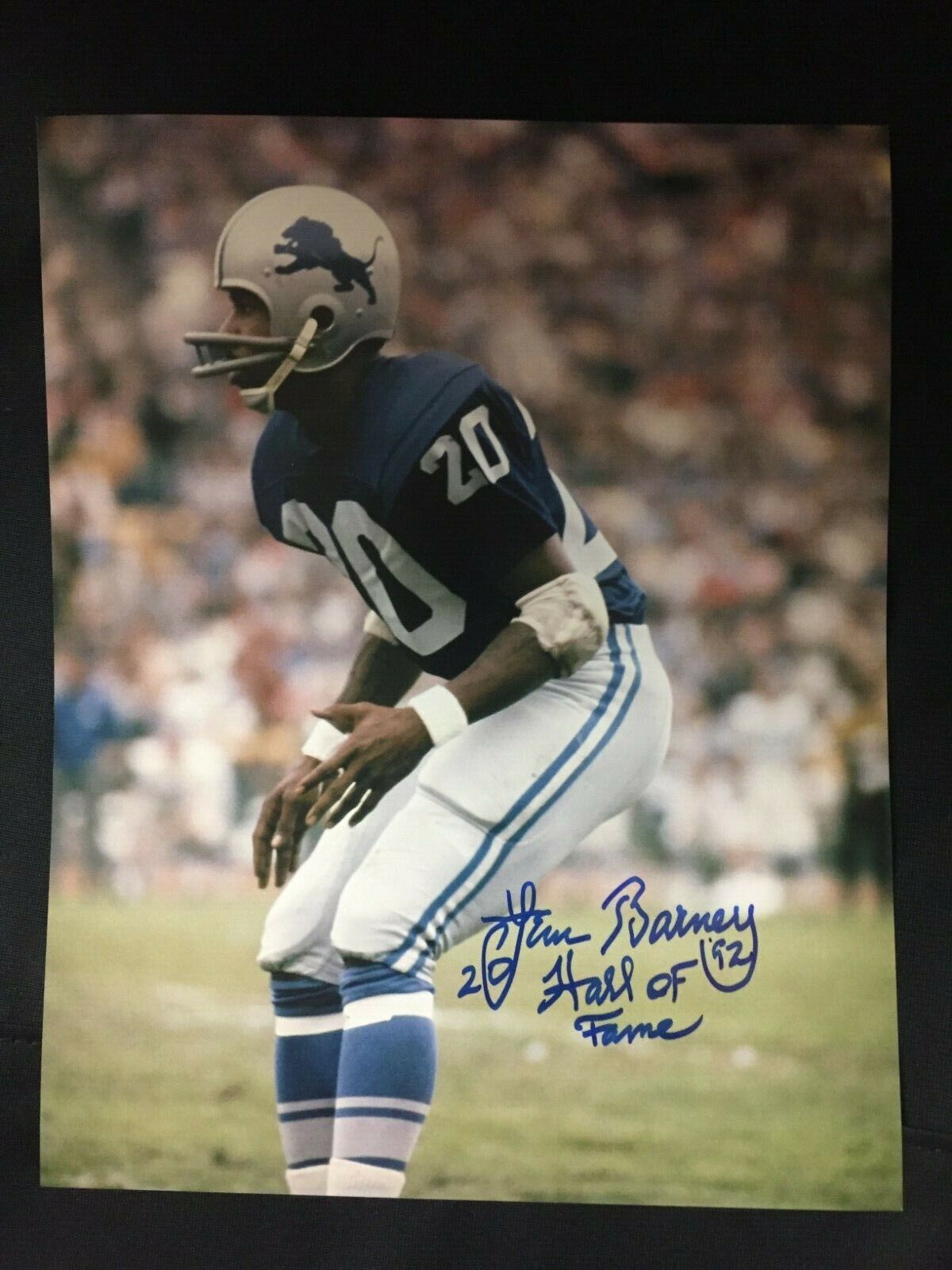 Lem Barney Autographed 8x10 Photo Poster painting w/HOF inscription Detroit Lions