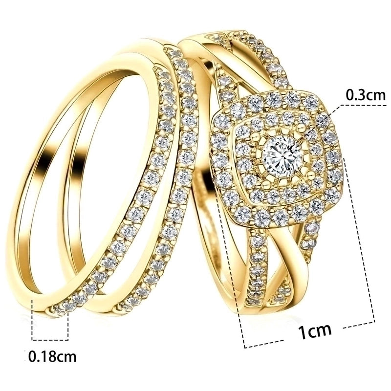 Elegant Square Copper Plating Inlay Zircon White Gold Plated Gold Plated Rings