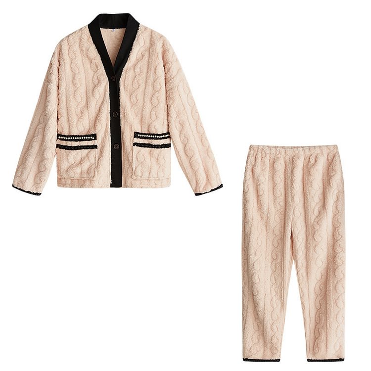 Gioiacombo™ Inverno plus pile corallo pile home wear pigiama di flanella set cardigan