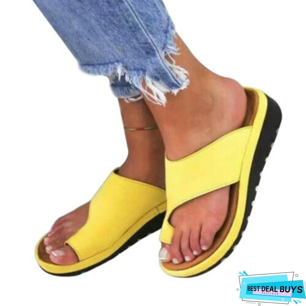 Women's Pu Leather Dating Flat Sole Slip-On Sandal