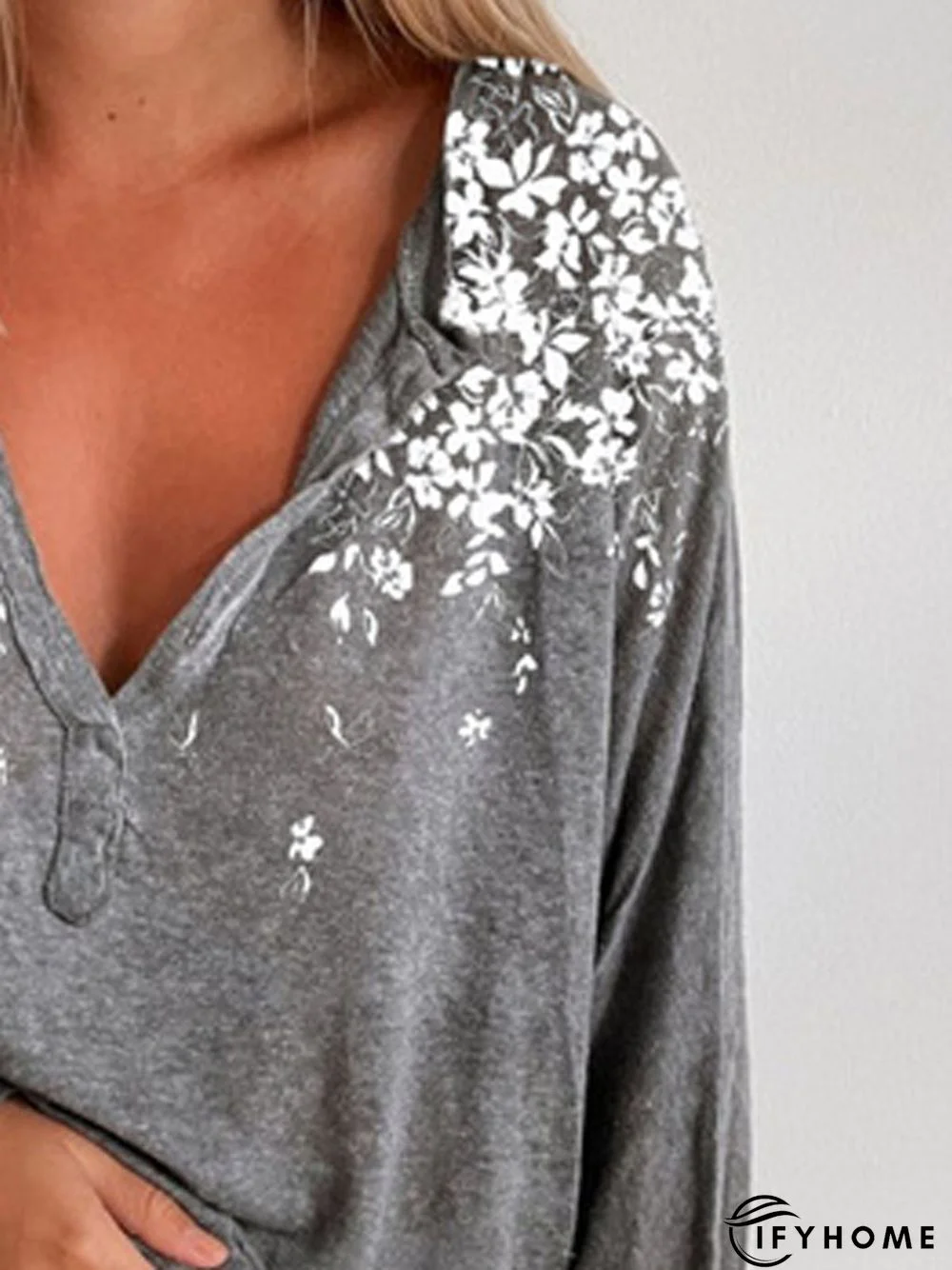 V Neck Casual Floral Top | IFYHOME