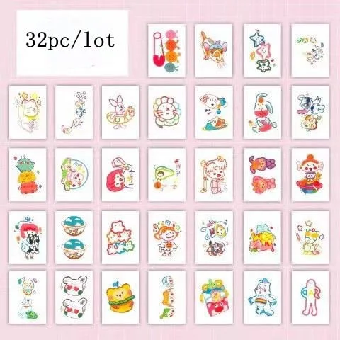 Color Bear Rabbit Cartoon Tattoo Set Temporary Sticker Waterproof Cute Girl Small Fresh Art Fake Tattoo Full Body Tattoo Sticker