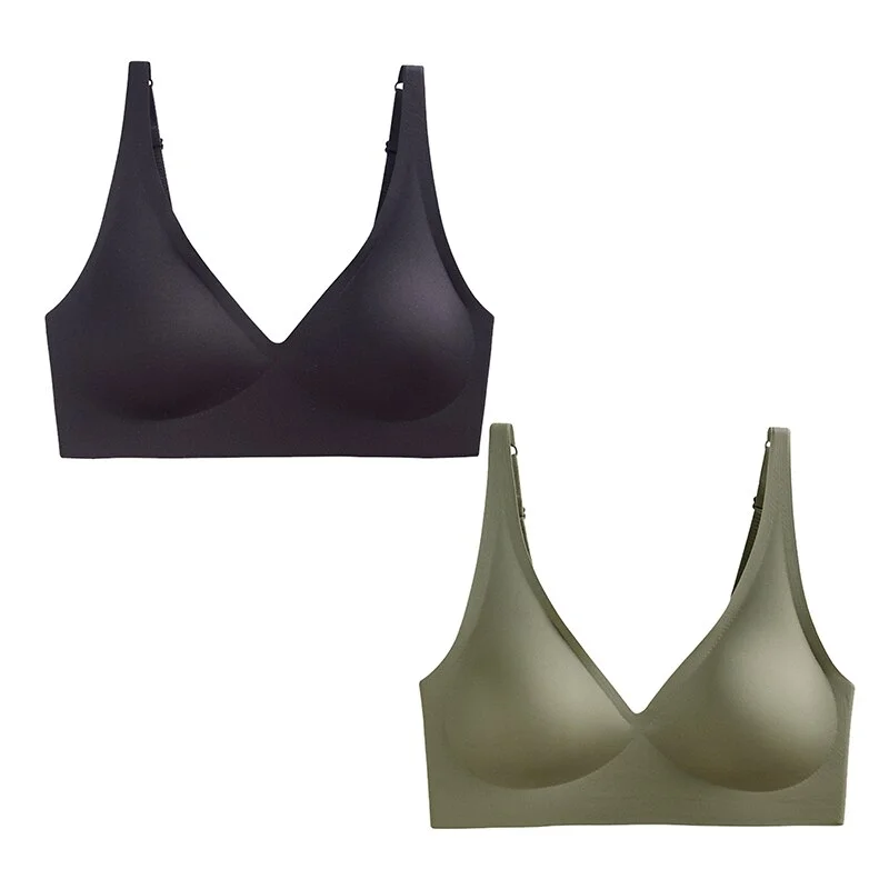 Billionm 2PCS Plus Size Sexy Seamless Bras For Women Wire Free Underwear BH Push Up Bralette With Pad Vest Top Soft Bra Brassiere Lingeri