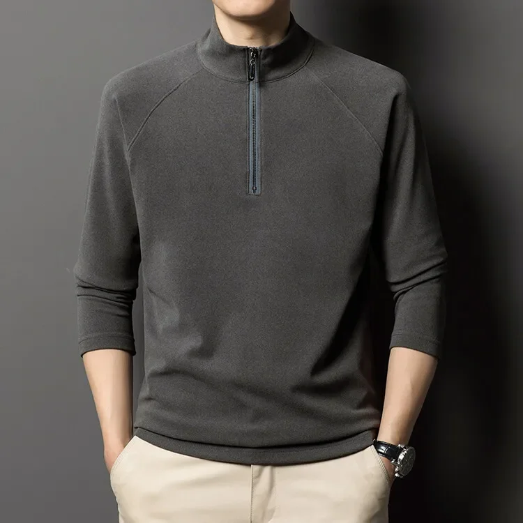 Dekziv 90S Fashion Men - Half Zipper Pullover Long Sleeve T-Shirt  