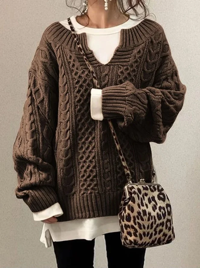 Hemp Pattern Sweater Casual Sweater-Cosfine