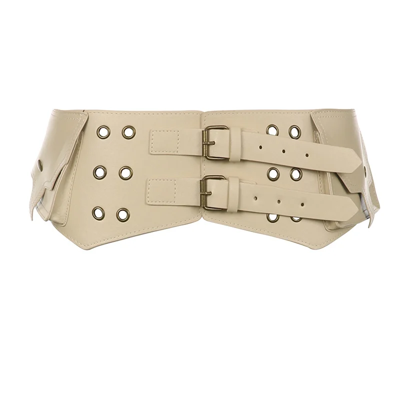 Ueong Cowboy Style Retro Metal Buckle Small Pocket Leather Waist Bag 2024 Summer New Style Cornskin Belt Tide