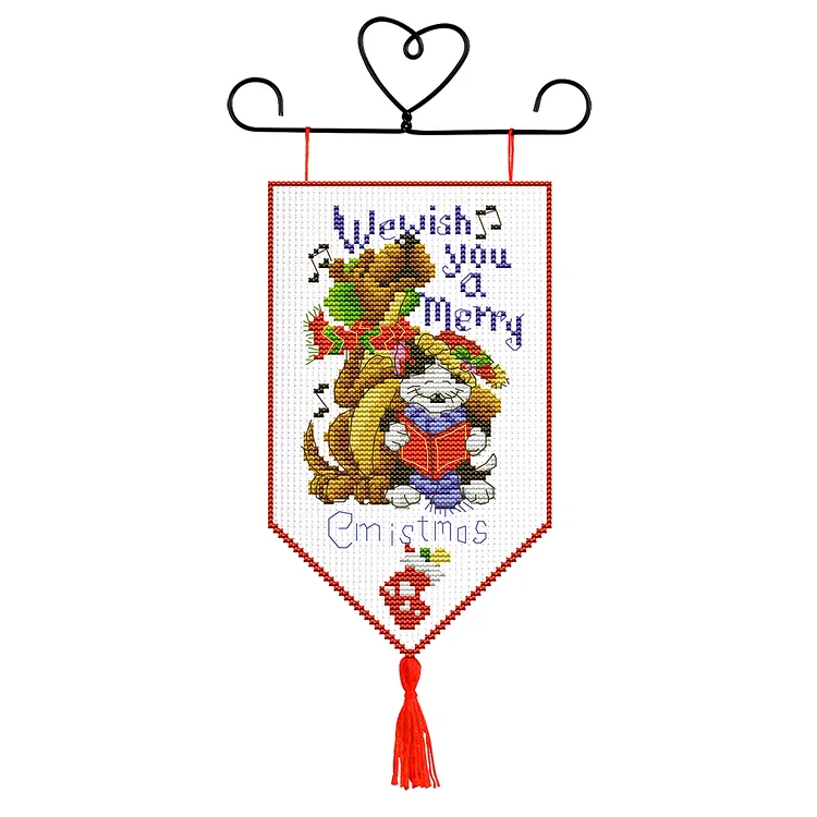 Christmas Banner Pendant 14CT 23*33CM 2 Strands Cross Stitch Needlework