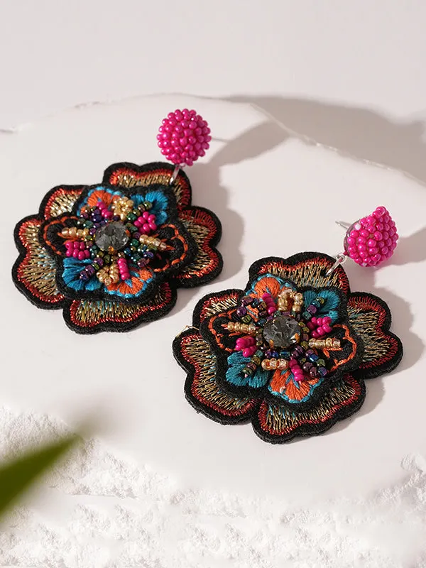 Beaded Flower Shape Split-Joint Earrings Accessories