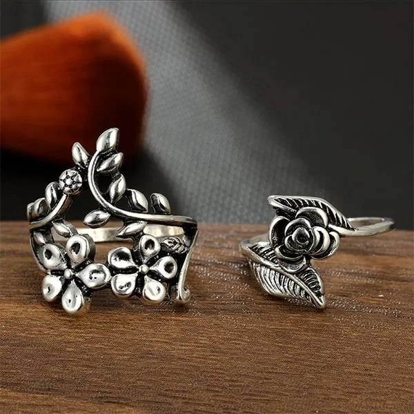 🔥Last Day 75% OFF🎁4Pc Vintage Flower Ring Set