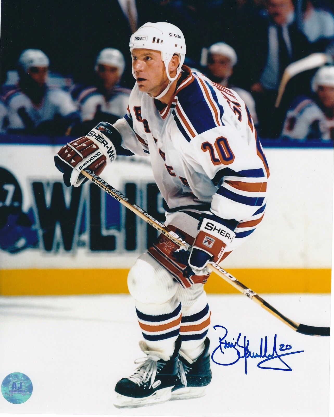 Autographed BRAIN SKRUDLAND New York Rangers 8x10 Photo Poster painting - COA