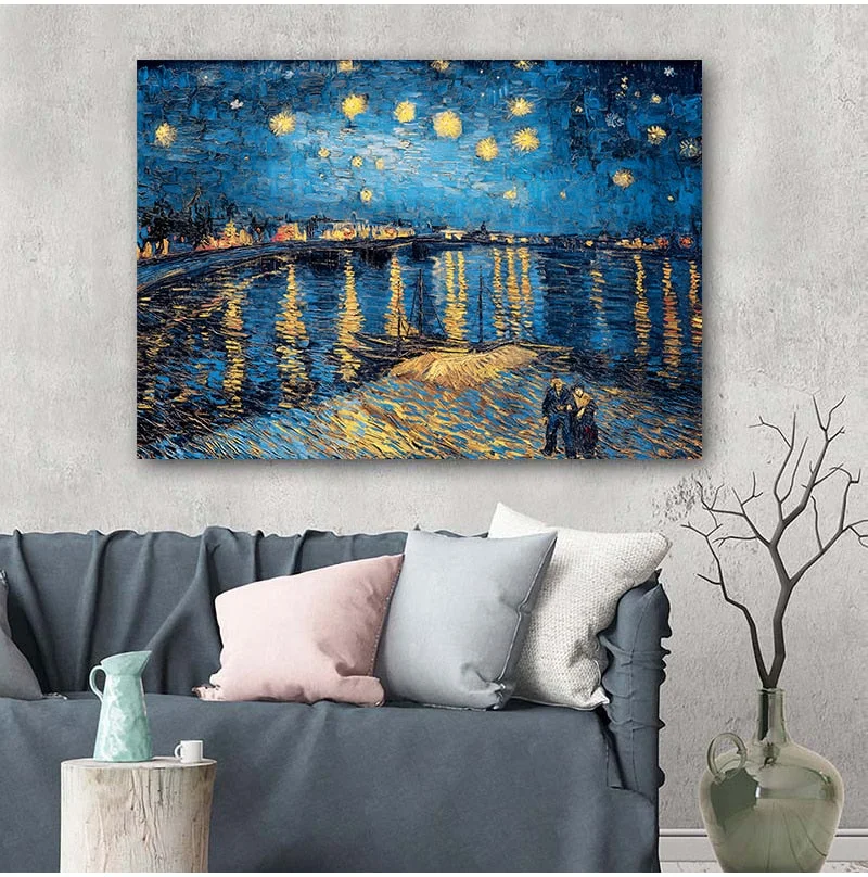 Van Gogh Starry Night Abstract Landscape Canvas Poster Famous Classic Wall Art Print Decorative Picture Modern Living Room Decor