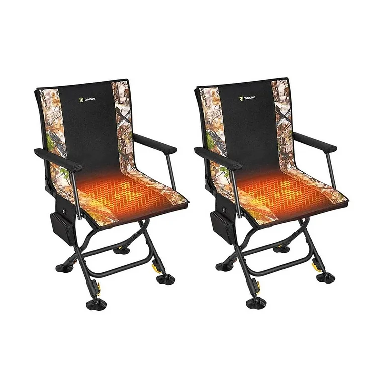 Heated Hunting Chair Adjustable Height 360&deg; Swivel Blind Chair with Battery & Detachable Seat Cover-Fusion Seat Series