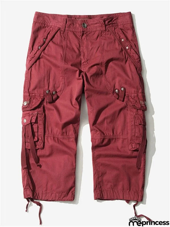 Men’s Relaxed Fit Below Knee 3/4 Length Cargo Shorts