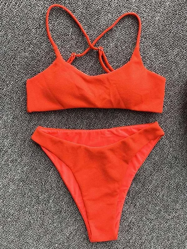 Simple Crisscross Bikini Swimsuit