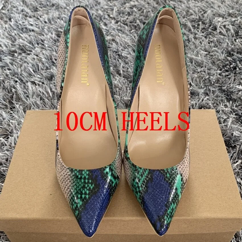 New fashion woman shoes snake printing party wedding shoes big size 35-42 sexy pointed toe female high heels pumps women shoes