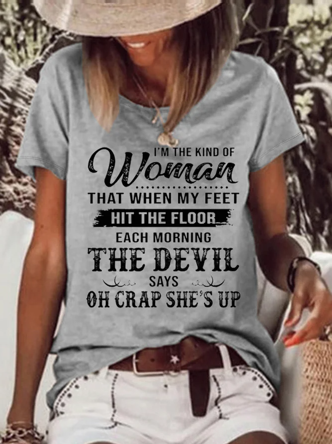 The Devil Says Oh Crap She's Up Print Women's T-shirt
