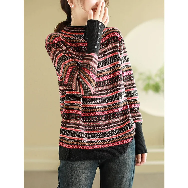 Jacquard-Knit Cashmere Sweater
