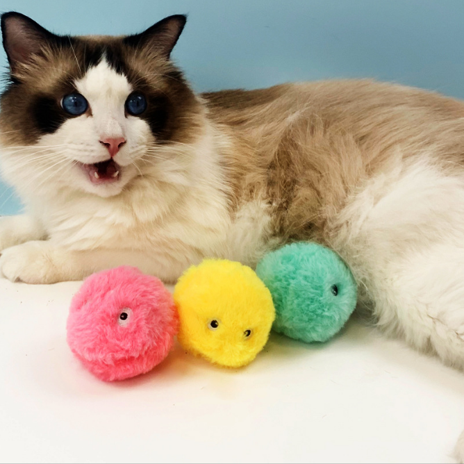 Fluffy Plush Ball Interactive Cat Toys 1