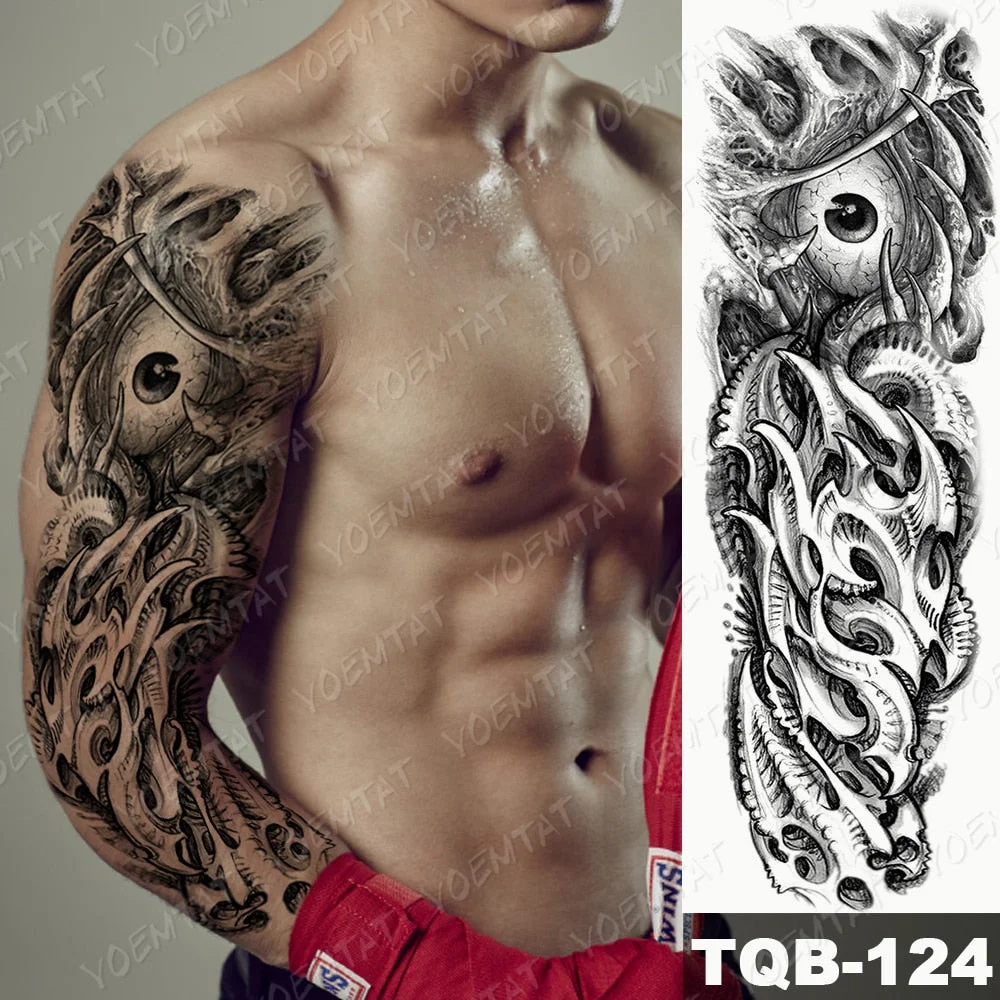 Large Arm Sleeve Waterproof Temporary Tattoo Sticker Lion Crown Gun Rose Wolf Tiger Animal Tattoos Women Men Body Art Fake Tatto